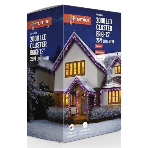 Image of Premier 2000 Rainbow Multi Action LED Clusters Timer Christmas Lights