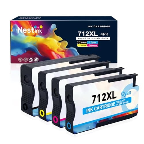 Image of Nestink 712xl Ink Cartridges 3ED67A 3ED68A 3ED69A 3ED71A (1 black, 1 cyan, 1 magenta, 1 yellow) 712 xl Ink Cartridges Combo Pack Compatible with HP DesignJet T650 T630 T230 T210 T250 (4 Pack)