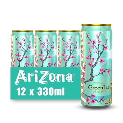 Image of Arizona Green Tea with Honey 12 x 330ml Cans - Low Calorie Soft Drink, 100% Green Tea Extract, Refreshing and Sweet, No Artificial Colours or Preservatives