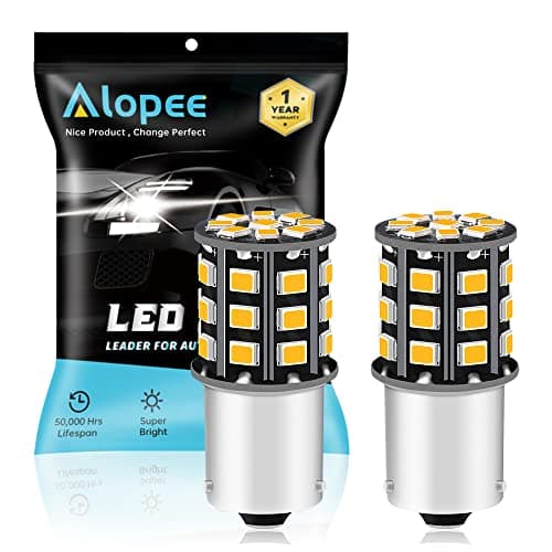 Image of Alopee 2 Pack PY21W Led Indicator Bulb Amber 12V-24V 1056 BAU15S 7507 12496 RY10W No-Polarity Led Replacement for Tail Blinker Light Bulb Indicator Turn Signal Lights 2835 33 SMD