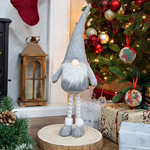 Image of The Christmas Workshop Felt Gnome Ornament/Festive Collectable Gonk/Woolen Decoration and Sizes (Grey Standing)