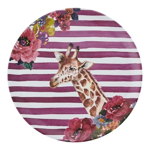 Image of MIKASA Wild at Heart Giraffe Round Tray, 36cm Melamine Serving Tray, Lightweight and Durable Snack Dish with Animal Print