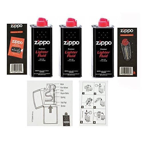 Image of 3 x Zippo Petrol Refill for Lighter Wick 6 Stones 125 ml