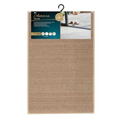 Image of JVL Antarra Machine Washable Entrance Doormat, 50 x 75cm - Beige