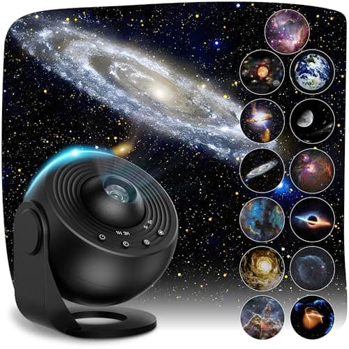 Image of Lysumurl Galaxy Projector with 13 Film Discs, Planetarium Star Projector Light, 360° Rotating Starry Sky Nebula Lamp, Celestial Night Light for Adults & Kids Bedroom Décor, Black