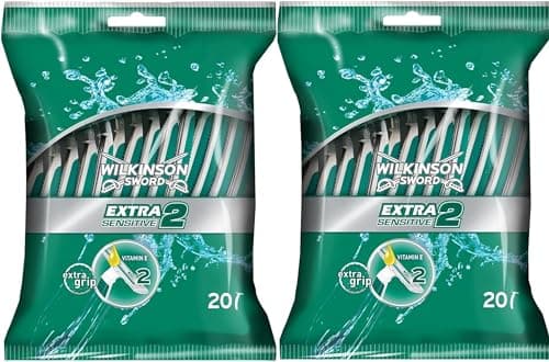 Image of WILKINSON SWORD - Extra 2 Disposible Razors For Men | Sensitive Comfort | Pack of 40 Razors