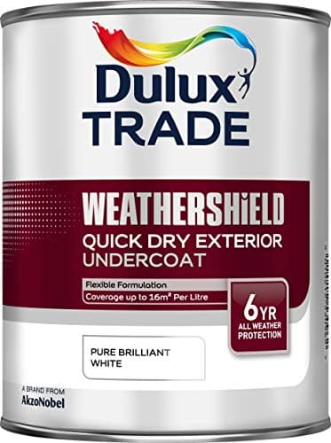Image of Dulux Trade Weathershield Quick Drying Exterior Undercoat Pure Brilliant White 1 Litre