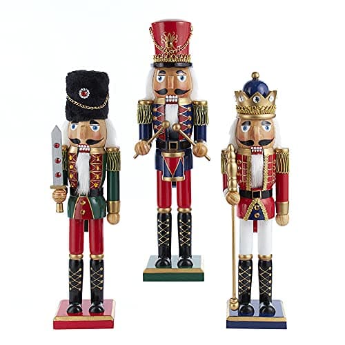 Image of Kurt Adler 15" Red Green and Blue King and Soldier Nutcrackers, 3 Assorted