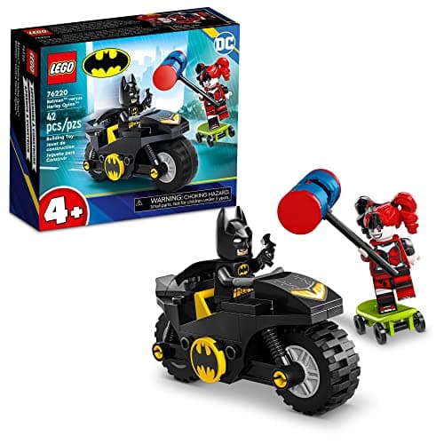 Image of LEGO DC Batman Versus Harley Quinn 76220, Superhero Action Figure Set with Skateboard and Motorcycle Toy for Kids, Boys and Girls Aged 4 Plus