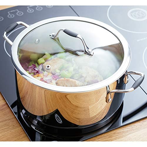 Image of Stellar James Martin Stainless Steel 24cm 5L Casserole with Vented Glass Lid, Twin Handles, Induction Ready, Dishwasher Safe - Fully Guaranteed