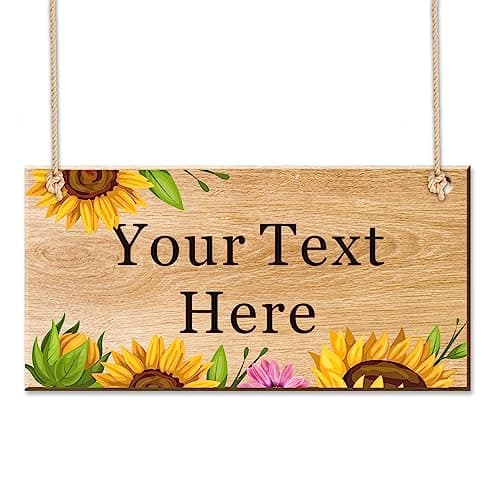 Image of EDSG Personalised Wooden Garden Sign Plaque - Outdoor Welcome Sign for House Entrance, Gate & Yard - Custom Text Engraved - Eco-Friendly Home Decor Gift(Design 2)