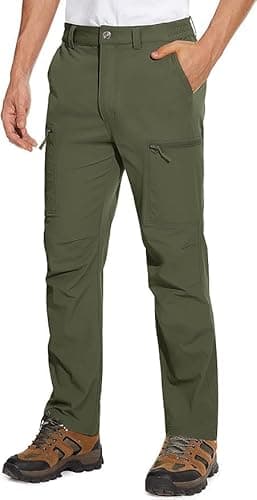 Image of MAGCOMSEN Men's Stretch Work Trousers Casual Jogging Pants with Pockets Relaxed Fit Trousers Army Green