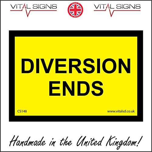 Image of CS148 Diversion Ends SIGN divert finished road temporary roadworks direction 600mm x 450mm Sticker/Sav - White Background