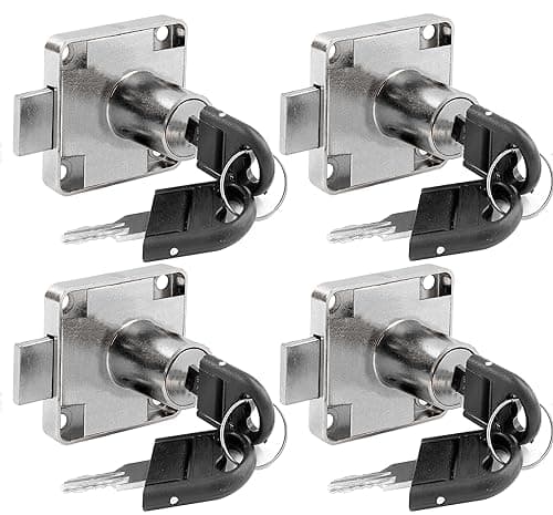 Image of Litensh 4PCS 22mm Cam Lock with Key Alike, Security Cabinet Lock Cupboard Drawer Locks for Furniture Letterbox Postbox Mailbox Lever Toolbox Household Office Door Locker Locks, Silver