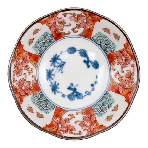 Image of Starry Mart Bloom Minoyaki Japanese Small Side Plate Set – Desert Serving Dinner Set Bread Plate - Dishwasher and Microwave Safe Ceramic Ø11cm | H3.5cm (Nishiki Kinsai Chidori)