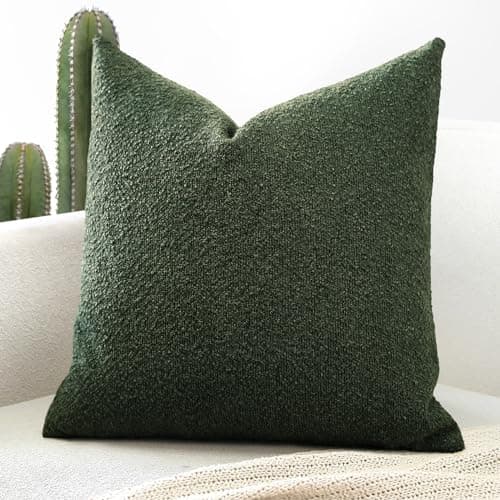 Image of Artscope Pack of 1 Textured Boucle Cushion Covers Square Pillow Cases Cozy Soft Decorative Couch Pillow Covers for Chair Sofa Bedroom Living Room Home Decor 45x45cm, Forest Green