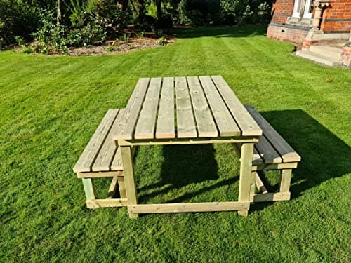 Image of Churnet Valley WOODEN PATIO SET, HEAVY DUTY TABLE & BENCH SET - TANALISED