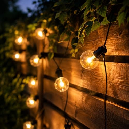 Image of Festive Lights - 4.5m Battery Festoon String Lights with 10 Warm White LED Clear Bulbs - IP44 Rated, Indoor & Outdoor Use - Timer Function, Black Cable, Waterproof Globe Design, Easy Installation