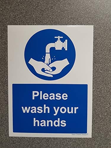 Image of Please Wash your Hands Sign A5 150mm x 200mm - Self Adhesive Vinyl Sticker The clearest Wash your hands Safety Sign. Health and safety signs
