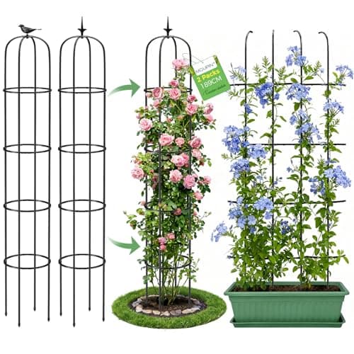 Image of MQUPIN Garden Obelisk Upgraded,Tower Obelisks For Climbing Plants 189Cm Durable U-Shaped Supports For Garden Rustproof Sweet Pea Frame Indoor Outdoor Flower Stand Rose Trellis Vegetable (2)