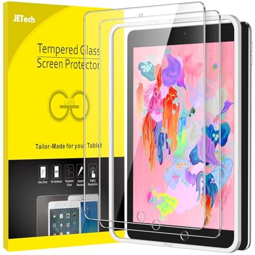 Image of JETech Screen Protector for iPad (9.7-Inch, 2018/2017 Model, 6th/5th Generation), iPad Air 2/1, iPad Pro 9.7-Inch with Easy Installation Frame, Tempered Glass Film, HD Clear, 2-Pack