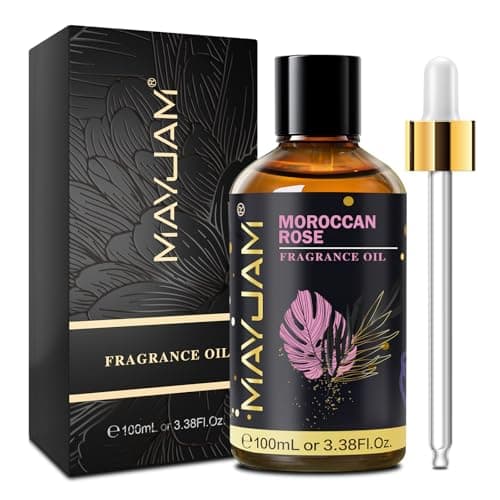 Image of MAYJAM Moroccan Rose Fragrance Oil Essential Oil for Diffusers for Home, Premium Grade Moroccan Rose Oil for Humidifier, Long Lasting Scented Oils for DIY Bath Bomb Soap Candle Making - 100ML