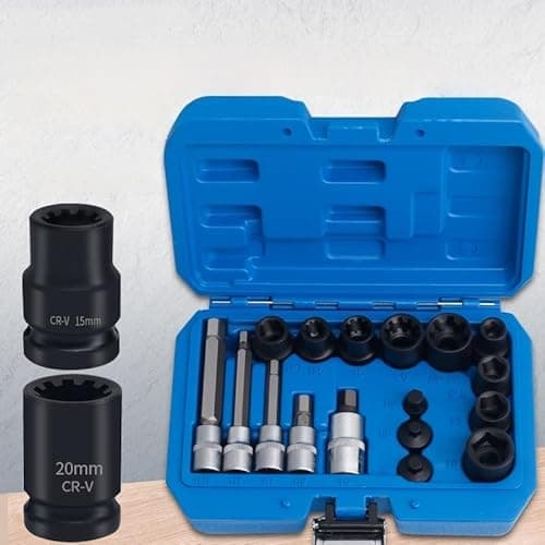 Image of FIRETIDE 17PCs Professional Brake Caliper Socket & Bit Master Set CR-V Steel, 9-Piece Sockets, 5-Piece Pentagon, Complete Brake Pad Removal Kit for Mechanics & Auto Repair Shops