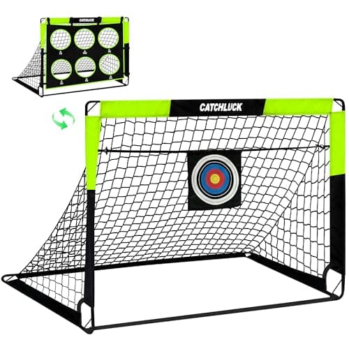 Image of CATCHLUCK Football Goal Pop Up Football Net for Kids 4ft x 3ft, 5ft x 4ft, Outdoor Training Equipment with Target and Carry Bag (Fluorescence)