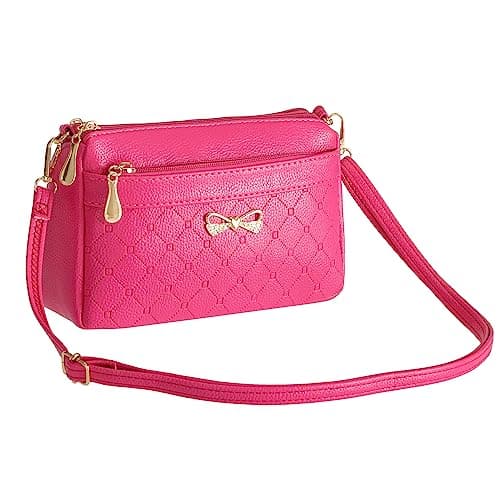 Image of FULEI Cross Body Bag for Women Small Soft PU Leather Ladies Handbags Shoulder Purse - Fuschia