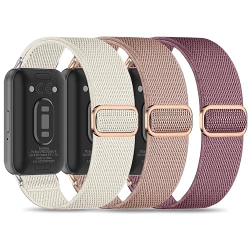 Image of Wizvv Pack of 3 Elastic Wristbands for Samsung Galaxy Fit 3, Quick Release Nylon Fabric Watch Straps