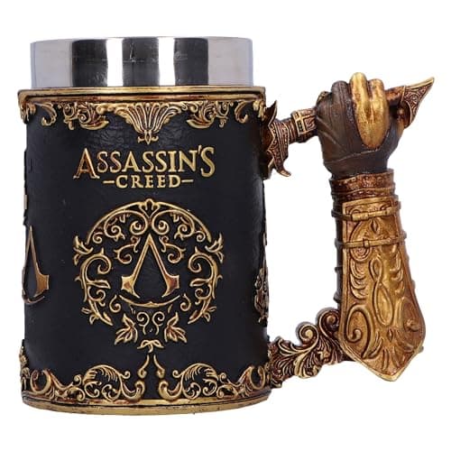 Image of Nemesis Now Assassin's Creed Through the Ages Tankard 15.5cm, Resin, Black/Gold, Official Assassin's Creed Merchandise, Assassin’s Creed Beer Mug, Cast in the Finest Resin, Expertly Hand-Painted