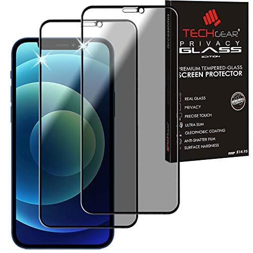 Image of TECHGEAR [2 Pack Anti Spy Screen Protector for iPhone 12 Mini - PRIVACY Filter 3D GLASS Edition Genuine Tempered Glass Full Screen Protector Guard Cover Compatible with iPhone 12 Mini 5.4"