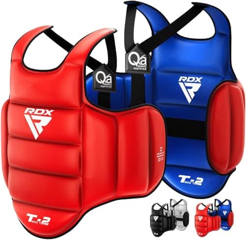 Image of RDX Boxing Chest Guard Reversible, Kickboxing MMA Muay Thai Body Protector, Sparring Training Heavy Punching, Adjustable Strike Shield, Martial Arts Upper Belly Ribs Protection Pad, Taekwondo TKD Vest