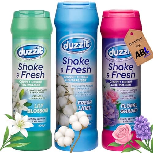 Image of Shake and Vac Carpet Freshener | Carpet Odour Neutraliser Shake & Fresh Powder 3 x 500g Fresh Linen, Lily Blossom, Floral Garden