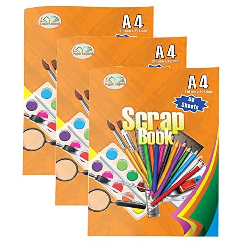 Image of JMS we create smile - A4 Scrapbooks 50 Pages Staple Bound in 5 Assorted Colours - 70 GSM Paper Sheets for Art & Craft Projects Scrapbooking Photo Albums (Pack of 3)