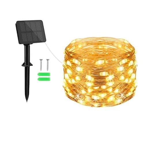 Image of Gcstnn Solar Lights Outdoor Garden, 5M 50 LED Solar Fairy Lights Copper Wire 8 Modes Waterproof String Lights for Yard,Christmas Tree,Garden,Bedroom,Gate Indoor/Outside Decorations(Warm White)