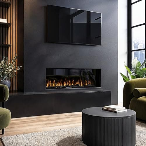 Image of Amberglo Black 40inch WiFi Enabled Inset Electric Media Wall Fireplace