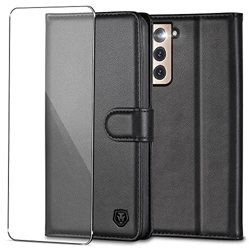 Image of Kuafcase for Samsung S22 Plus Case with 1 Screen Protector, Wallet Leather Flip Case with 4 Card Slots Magnetic Closure Kickstand Shockproof Phone Case for Samsung Galaxy S22 Plus - Black