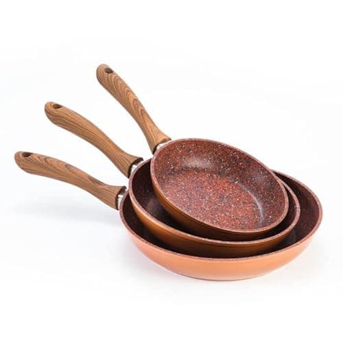 Image of JML Copper Stone Frying Pan Set- 3 x Pans, 20, 24 and 28cm