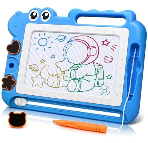 Image of AiTuiTui Dinosaur Magnetic Drawing Board Kids Toys for 3 4 5 Years Old Girls Boys Birthday, Color Erasable Doodle Education Learning Kid Age 3-7, Toddler Drawing Travel Toys (Blue)