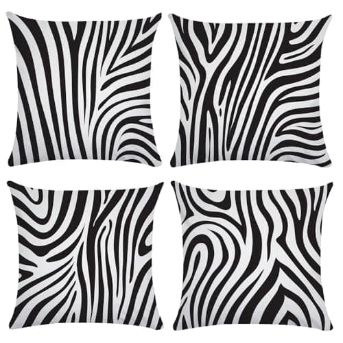 Image of SCVBLJS Black and white cushion covers Zebra Pattern Decorative Pillow Case Couch Cushion For Home Bedroom Indoor Outdoor sofa Bench cushions 45X45cm