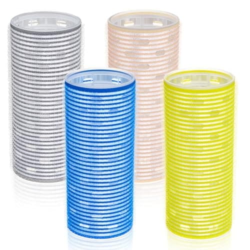 Image of WILLBOND 4 Pcs Long Hair Rollers for Bangs Aluminum Core Curlers Thermal Self Grip Roller for Long and Medium Hair Women Hairstyle (4.7 x 2 Inch,Blue,Yellow,Pink,Gray)