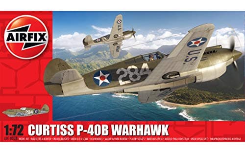 Image of Airfix Model Set - A01003B Curtiss P-40B Warhawk Model Building Kit - Plastic Model Plane Kits for Adults & Children 8+, Set Includes Sprues & Decals - 1:72 Scale Model, Olive
