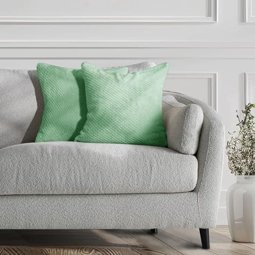Image of DecoKing 2 Pillowcases 45x45 cm Microfibre Zip Fleece Peppermint Mint Henry