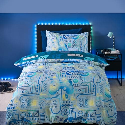 Image of Catherine Lansfield Kids Gamer So Soft Single Duvet Cover Set with Pillowcase Grey