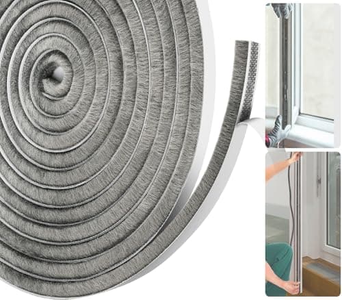 Image of Draught Excluder for Doors, Draft Excluder for Windows, Upgraded Length 11 Metres(L) x 9mm(W) x 5mm(T) Self-Adhesive Seal Strip Tape, Stop Draft, Grey