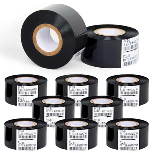 Image of 10 Rolls 25mm x 100m Black Thermal Transfer Ribbon Resin for Coder Printer Machine, Black Color Ribbon for Coding Printing Machine