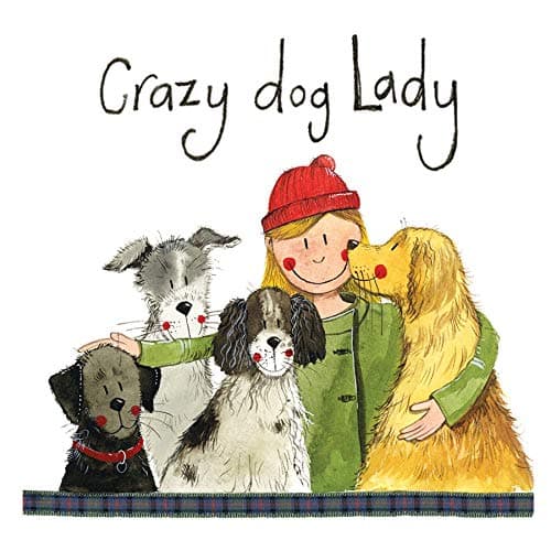 Image of ALEX CLARK Crazy Dog Lady Coaster (single) - Dog Lover - Makes A Great Gift - Watercolour Design - Cork Back