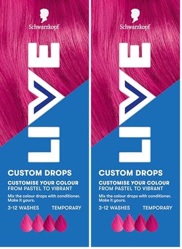 Image of Schwarzkopf LIVE Custom Colour Drops Petal Pink, Temporary Hair Dye Drops for Customised Colour Intensity, Pink Hair Dye (Pack of 2)