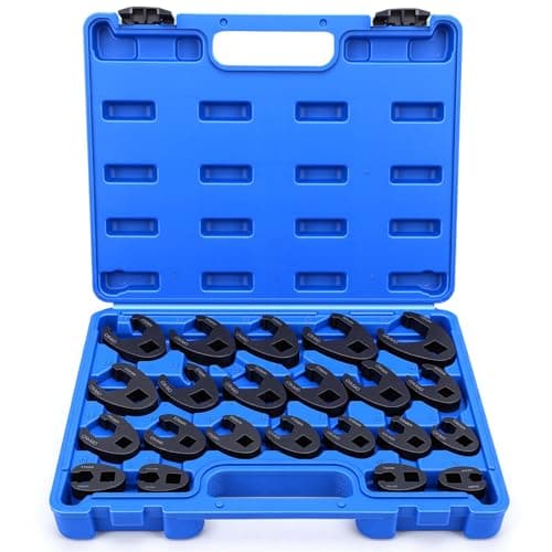 Image of Yosoo Health Gear 22 Pieces 3/8” 1/2”Crowfoot Wrench Set, 8-32 mm Metric Carbon Steel Flare Nut Wrenches Spanners, Open End Drive Ratchet Extension Crow Foot Tools for Fasteners